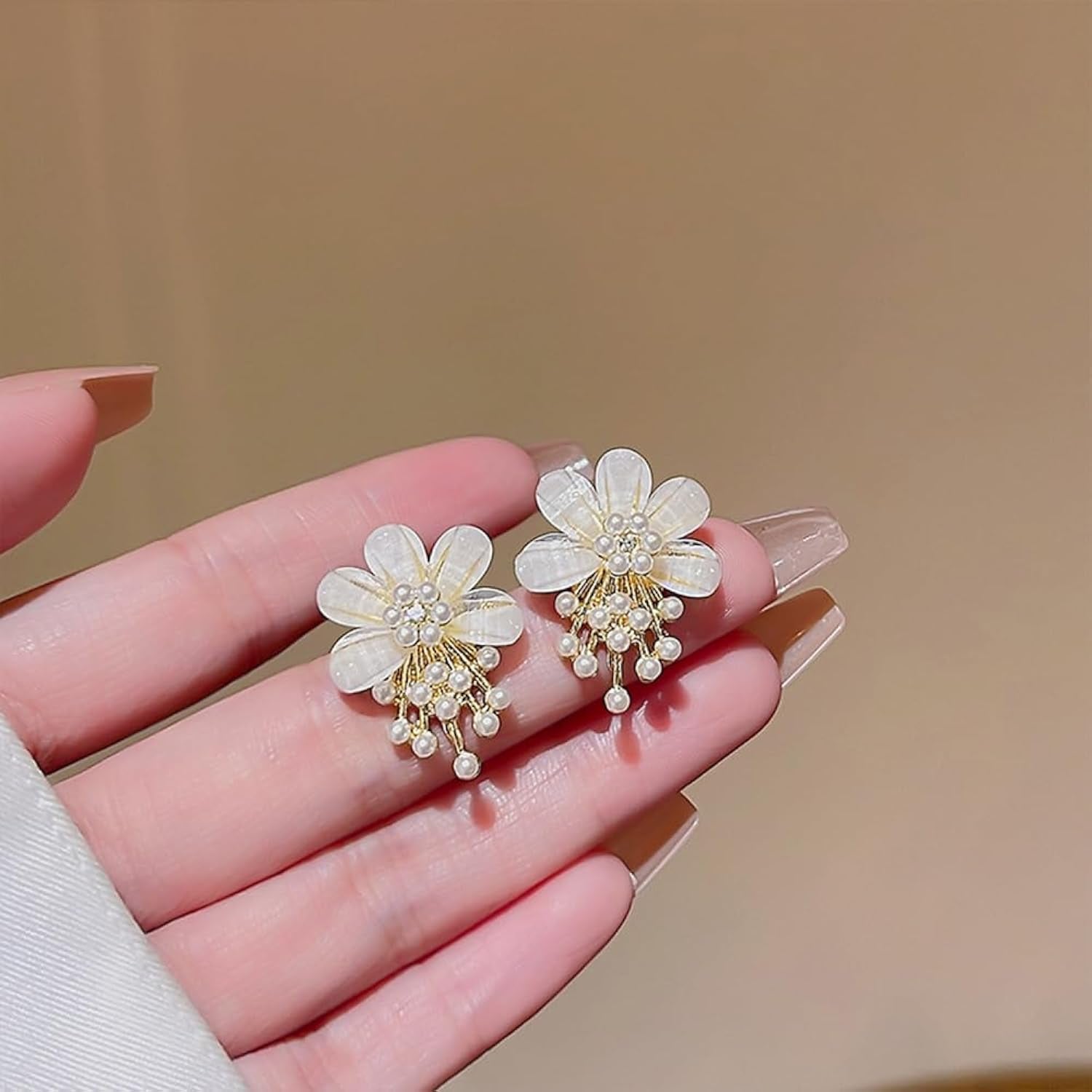 Floral Pearl Drop Earrings