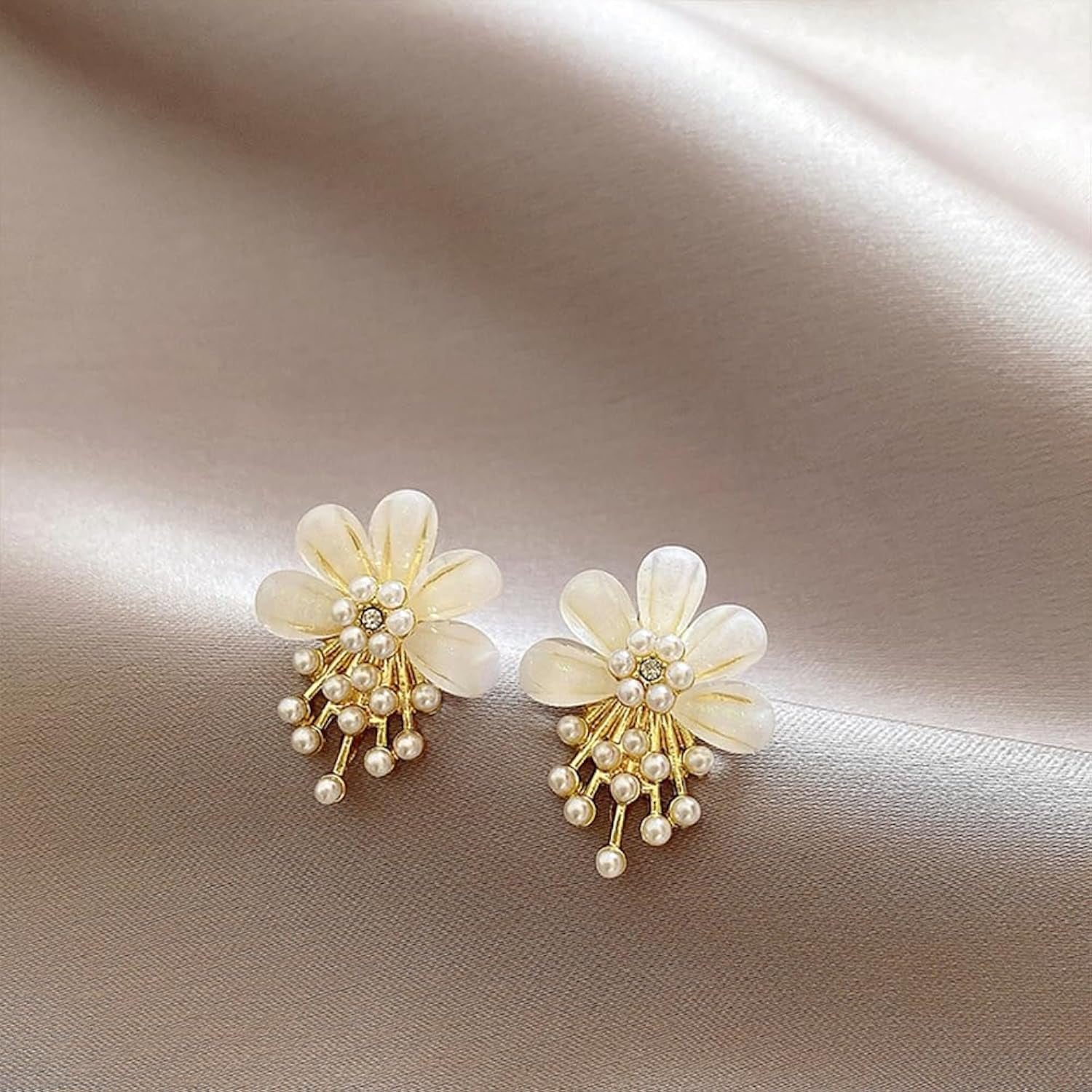 Floral Pearl Drop Earrings