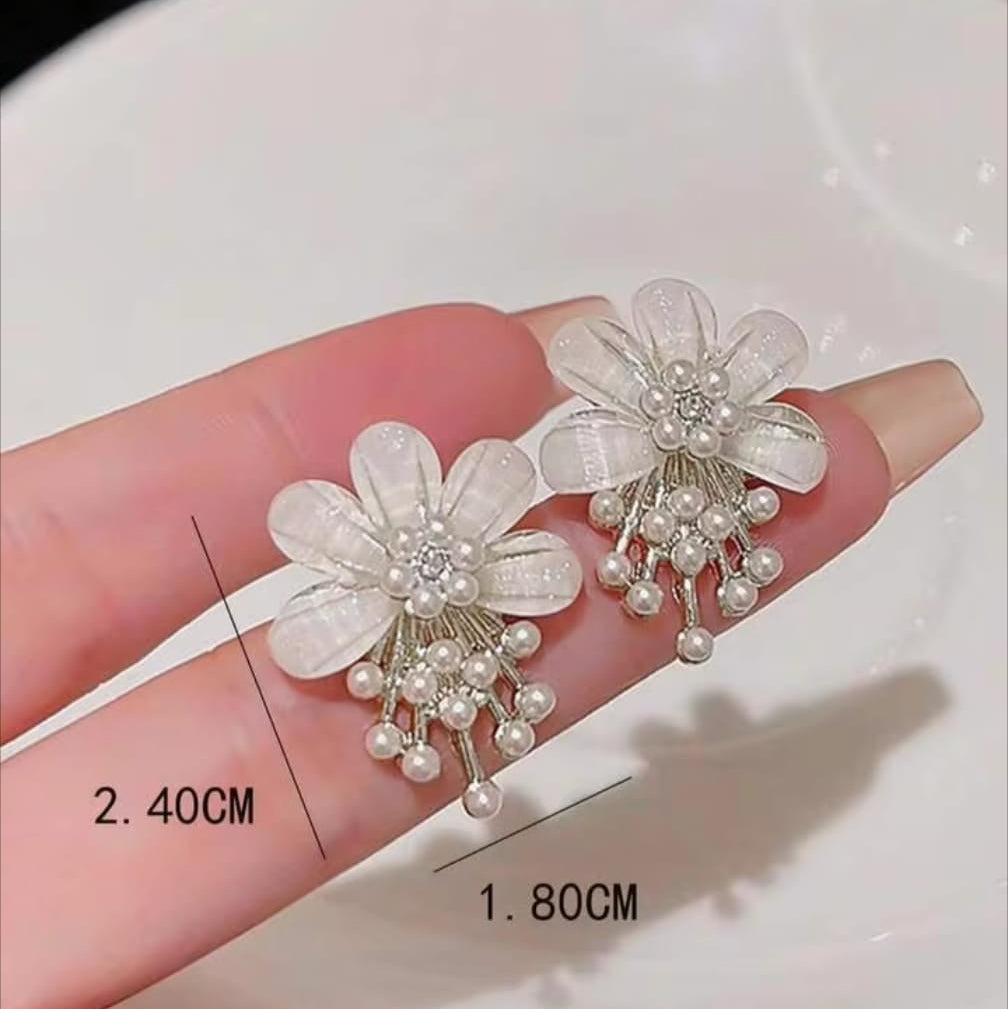 Floral Pearl Drop Earrings