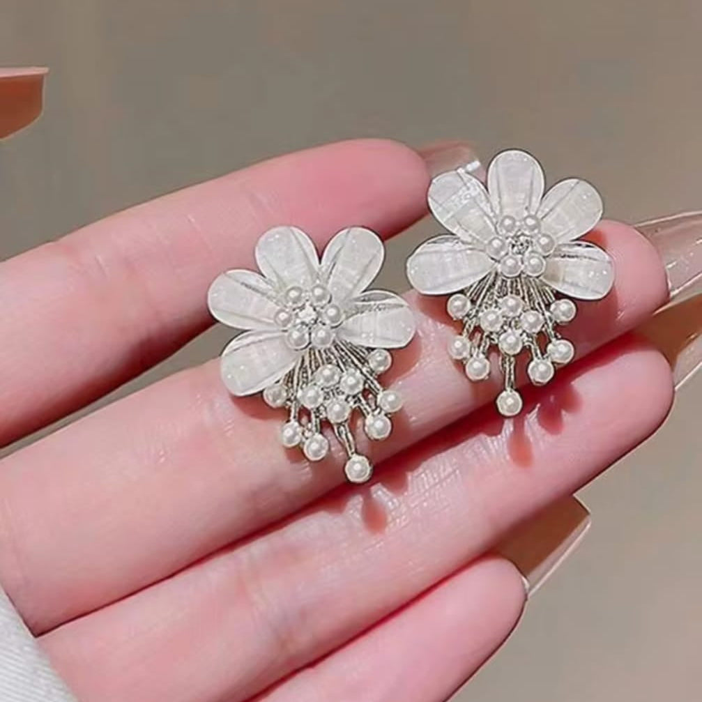 Floral Pearl Drop Earrings