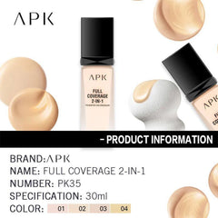 APK Full Coverage 2-in-1 Foundation & Concealer – 30ml