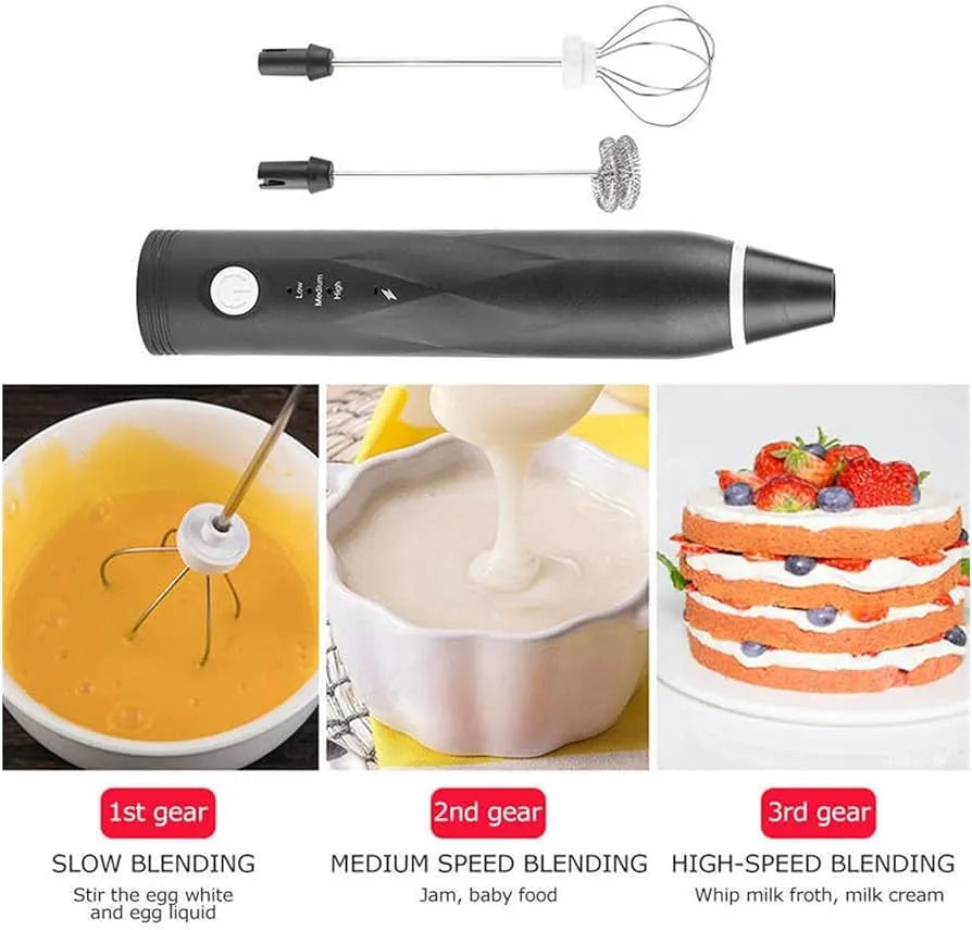 USB Rechargeable 3-Speed Electric Coffee Beater Milk Frother