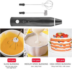 USB Rechargeable 3-Speed Electric Coffee Beater Milk Frother