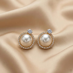 Elegant Pearl & Crystal Statement Earrings – Multiple Colors