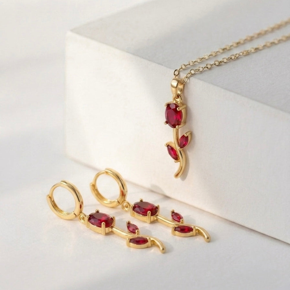 stainless steel Botanical Floral Jewelry Set