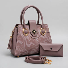 Dior Marble Print Top Handle Handbag with Wallet & Shoulder Strap