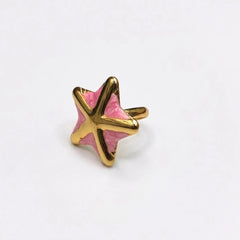 Gold Plated Enamel Starfish Adjustable Ring