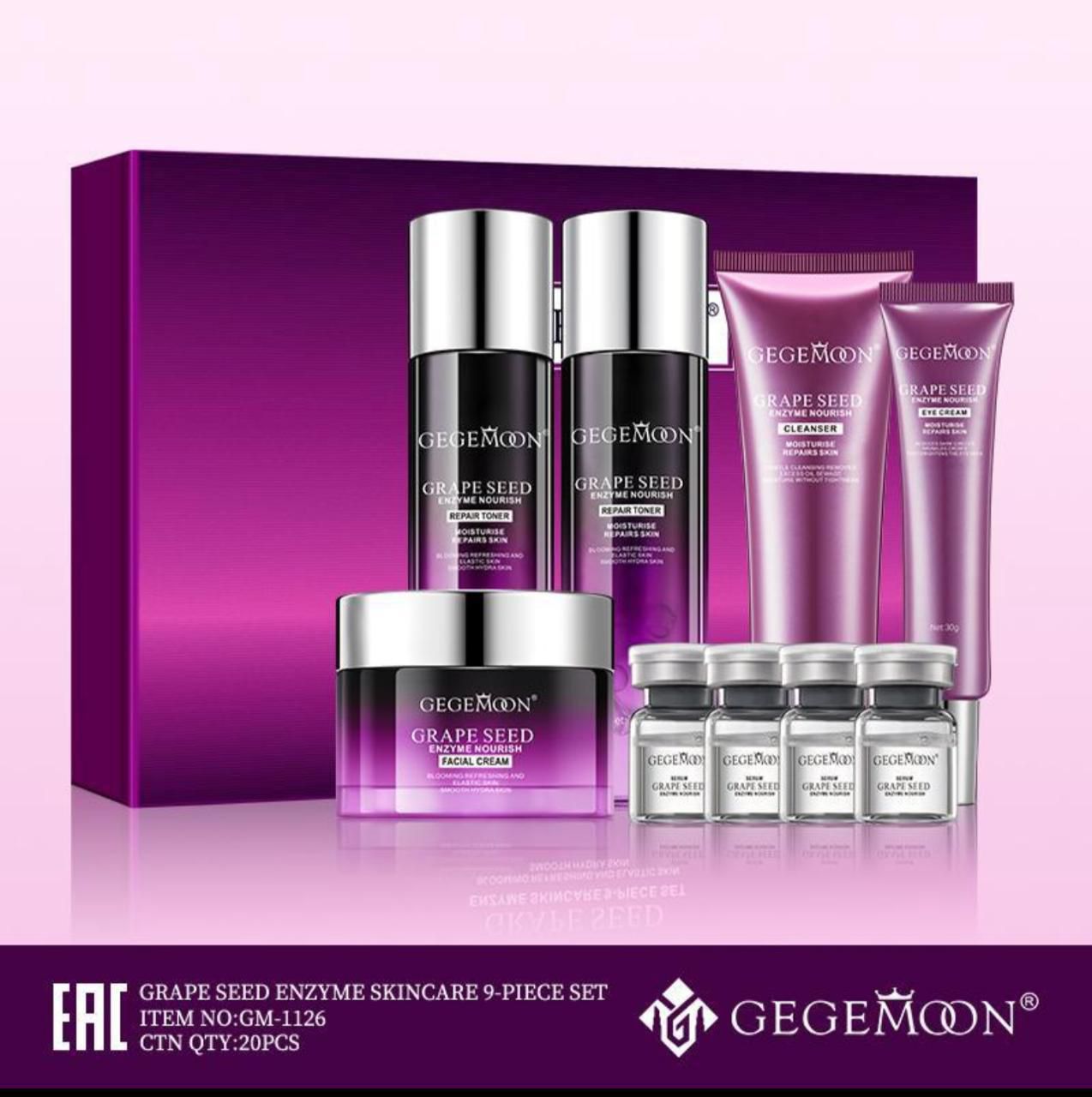 Gegemoon Grape Seed Enzyme Skin Care Kit - 9Pcs