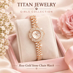 TITAN Ladies Fancy Collection –  Full Nugina Case, Dial & Chain Watch