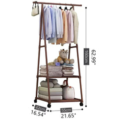 Clothes Rack Small Metal Garment Rack with Shelves and Rolling Wheels