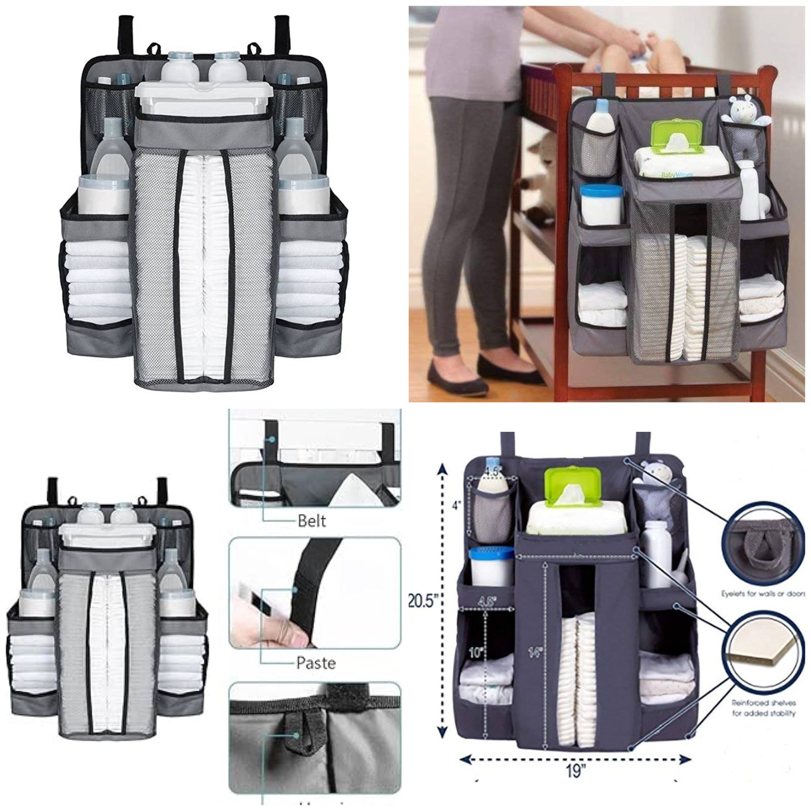 Diaper Organizer for Changing Table and Crib Diaper Stacker