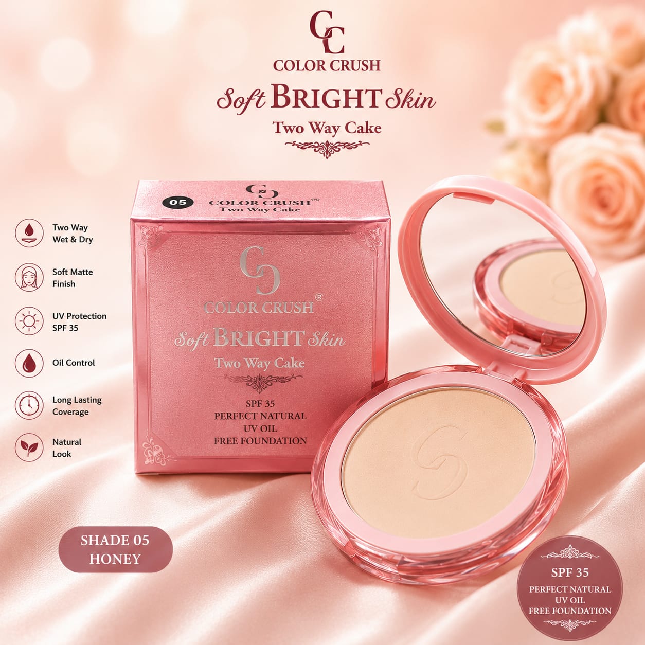 𝘾𝙊𝙇𝙊𝙍 𝘾𝙍𝙐𝙎𝙃 Soft Bright skin Two way cake Face Powder