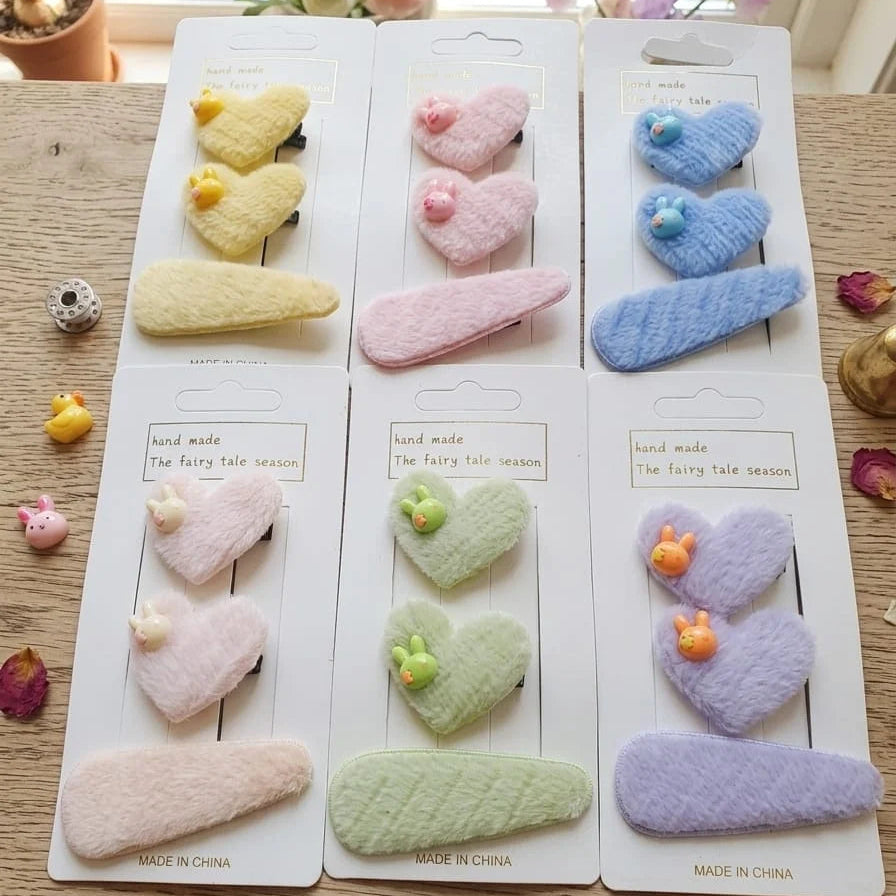 Cute Plush Heart Hair Clip - Each