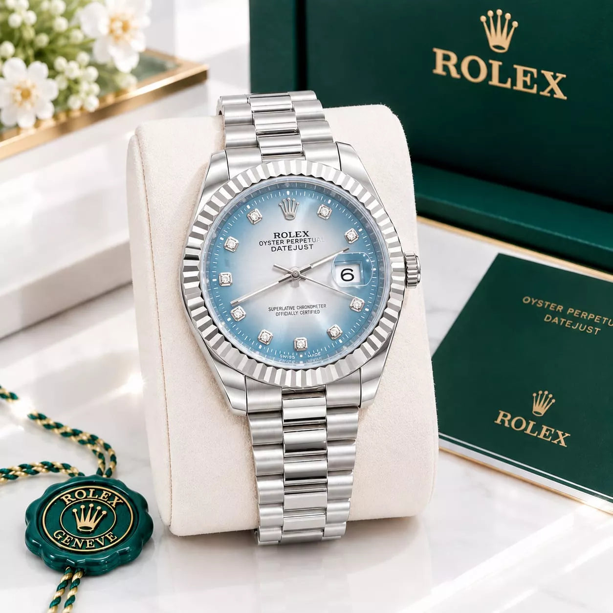 Rolex REGULAR STONE DAIL WATCH = With Box