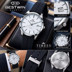 BESTWIN Stylish Gents Quartz Watch with Textured Dial - With Box