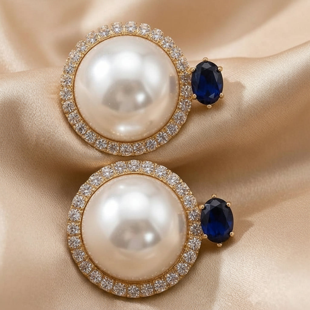 Elegant Pearl & Crystal Statement Earrings – Multiple Colors