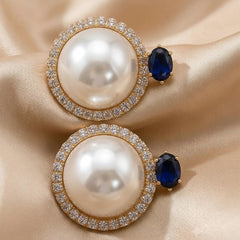 Elegant Pearl & Crystal Statement Earrings – Multiple Colors