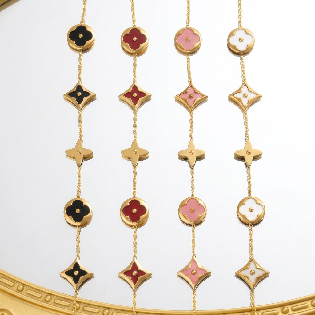 Stainless Steel multi-charm chain Bracelet