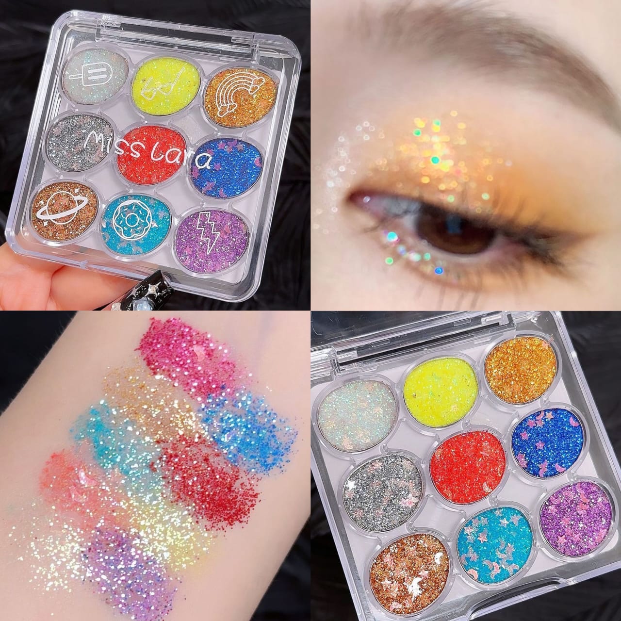 Miss Lara Cream Glitter Eyeshadow Palette - 9 Color