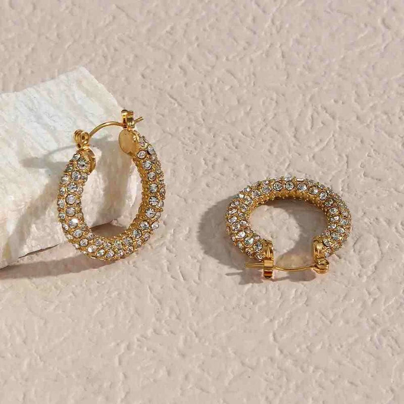 Stainless Steel Round Thick Hoop Earring