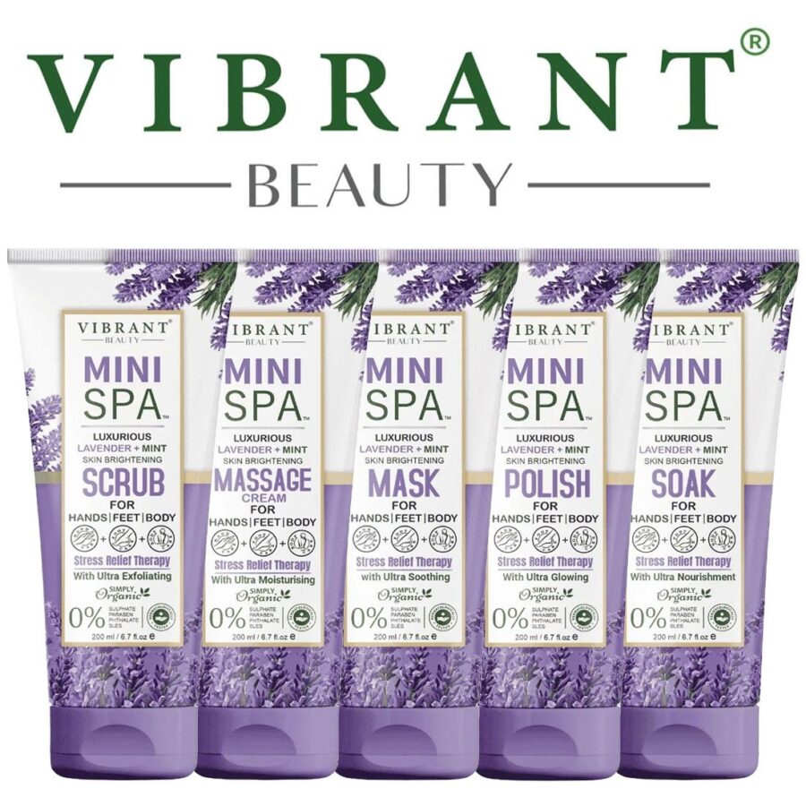 Vibrant Beauty Mini Spa Lavender + Mint Manicure Pedicure Kit - 200ml