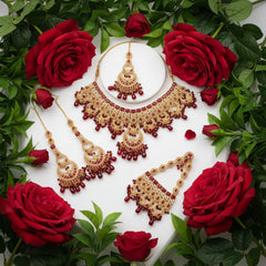 Traditional Maroon and Gold Indian Bridal Jewelry Set