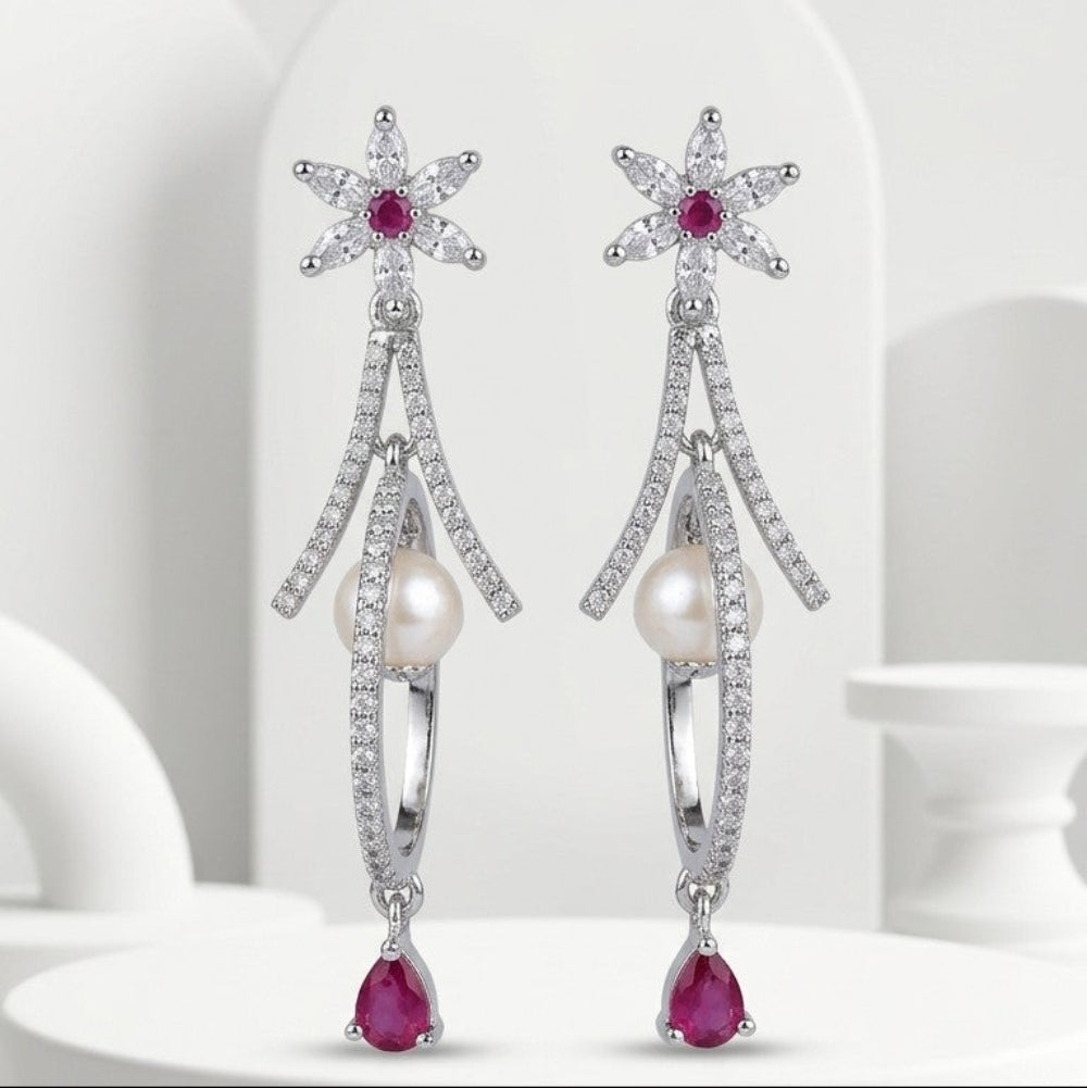 elegant silver-toned chandelier earrings