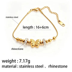 Gold Butterfly & Crystal Bead Bracelet