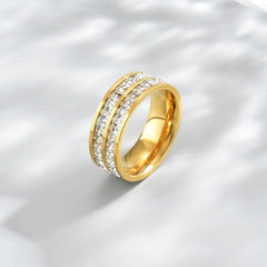 Satinless Steel white cubic zirconia Ring