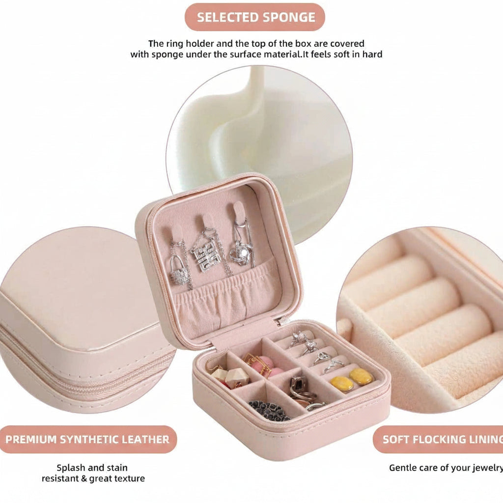 Mini Faux Leather Jewelry Storage Box - Each