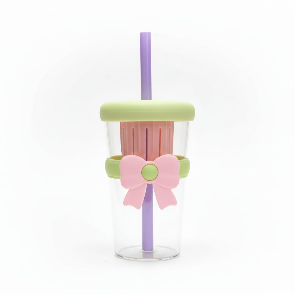Glass Tumbler Cup with Lid and Straw