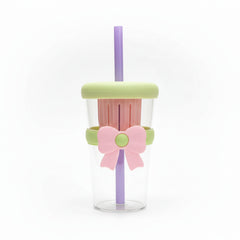 Glass Tumbler Cup with Lid and Straw
