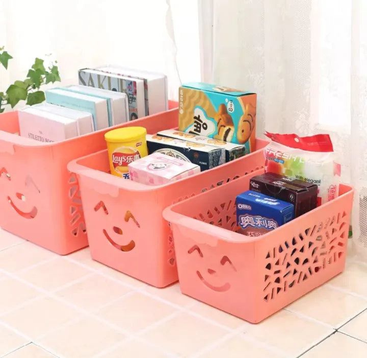 Cute Colorful Kitchen Plastic Storage Fruits & Vegetables Basket Organizer Pack of 3