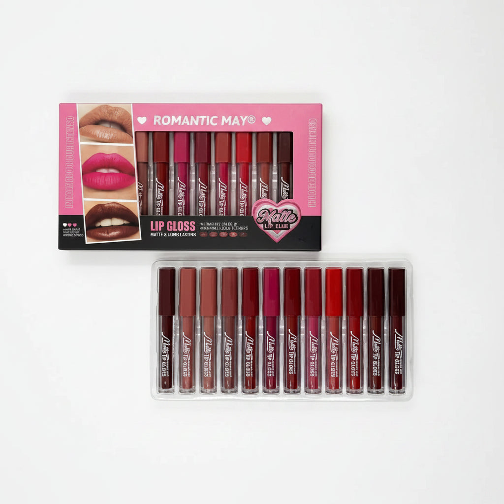 Romantic May Matte Lip Club Liquid Lip Gloss – 12 Piece Set