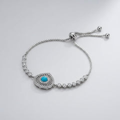 Diamond Halo Turquoise Eye Bracelet