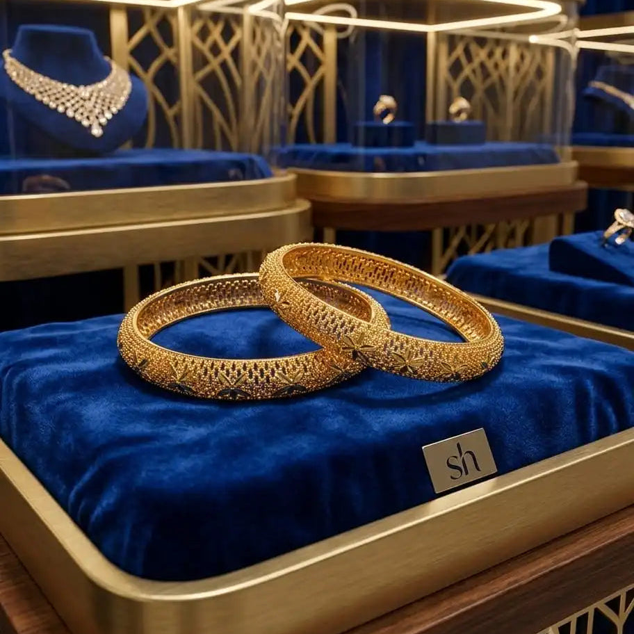 Traditional Gold Filigree Bangles-Set of 2