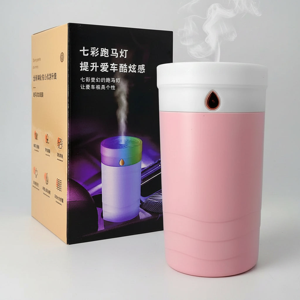 Portable Mini USB Car Humidifier with Colorful LED Marquee Light
