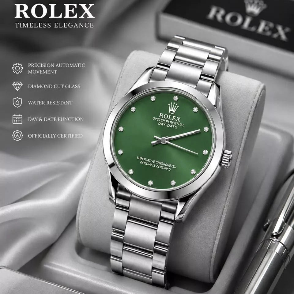 Rolex Men's Watch with Stylish Stainless Steel Chain- With Box