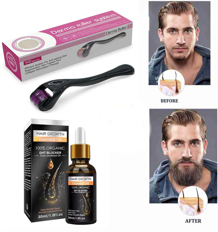 Hair Growth Oil Derma Roller 0.55mm For Faster Hair Growth - Pack Of 02
