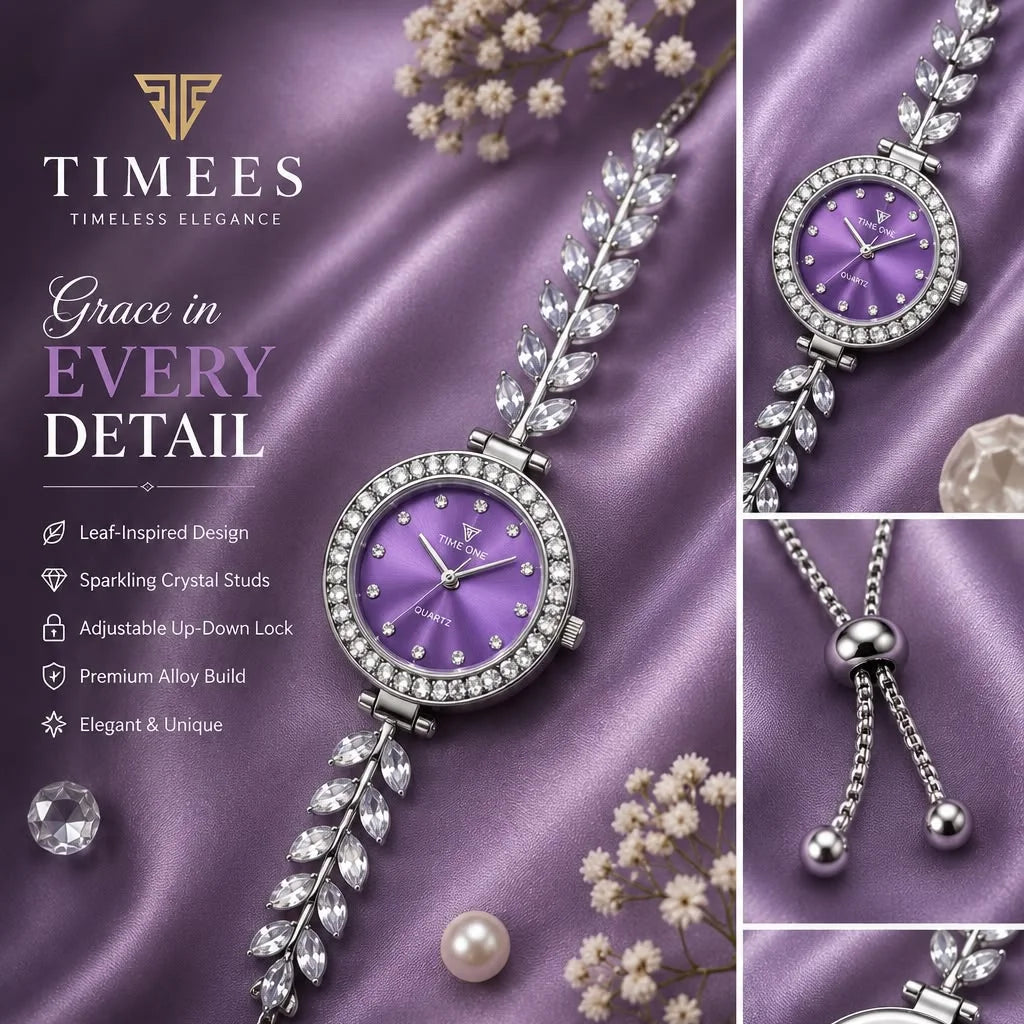 Timeless Elegance Leaf-Inspired Quartz Bracelet Watch