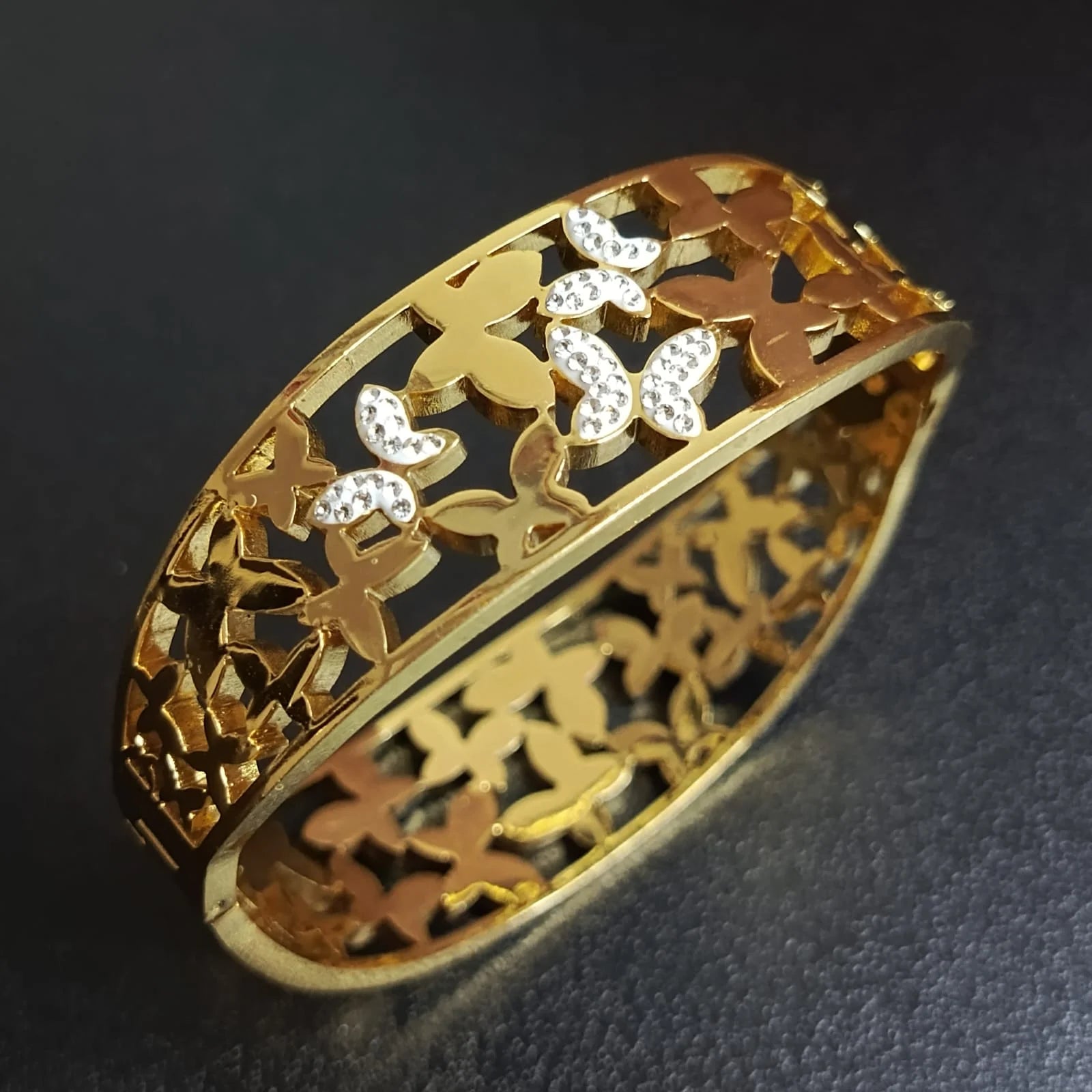 Stainless Steel Ethereal Butterfly Filigree Bangle - Each