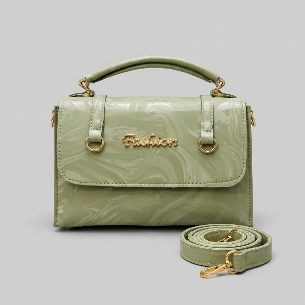 Fashion Marble Print Flap Top Handle Crossbody Bag with Shoulder Strap