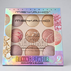 MSYAHO Splendid Natural Baking Powder Highlighter & Blusher Palette - 9 Colors