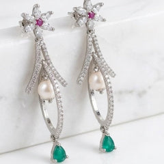 elegant silver-toned chandelier earrings