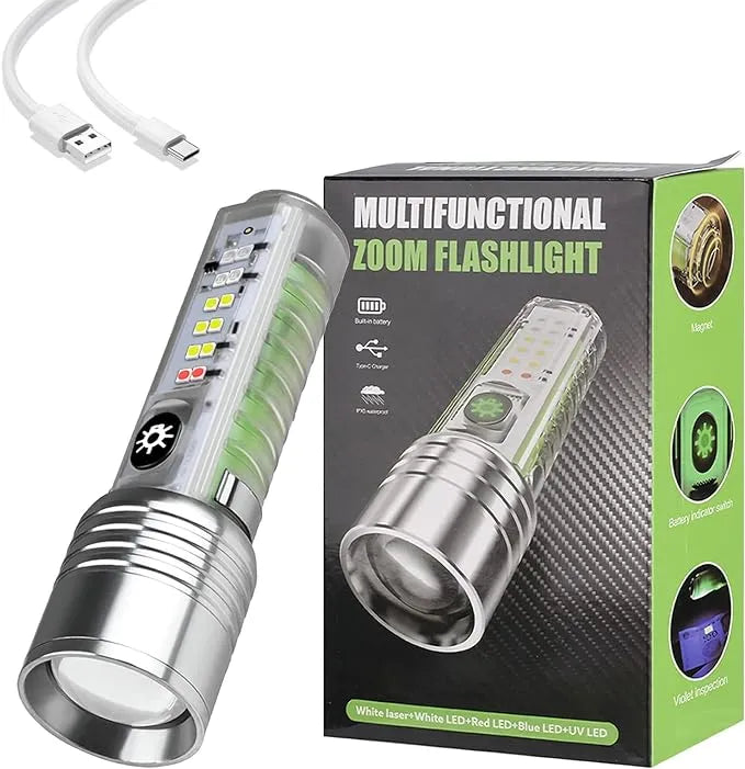 Multifunctional Zoomable Flashlight Torches LED Super Bright Rechargeable