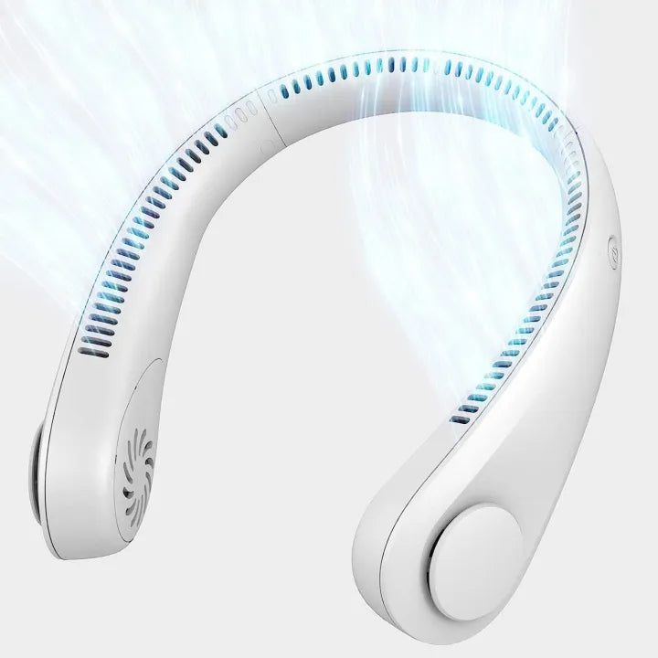Portable Bladeless Neck Fan – USB Rechargeable 360° Cooling Hanging Fan