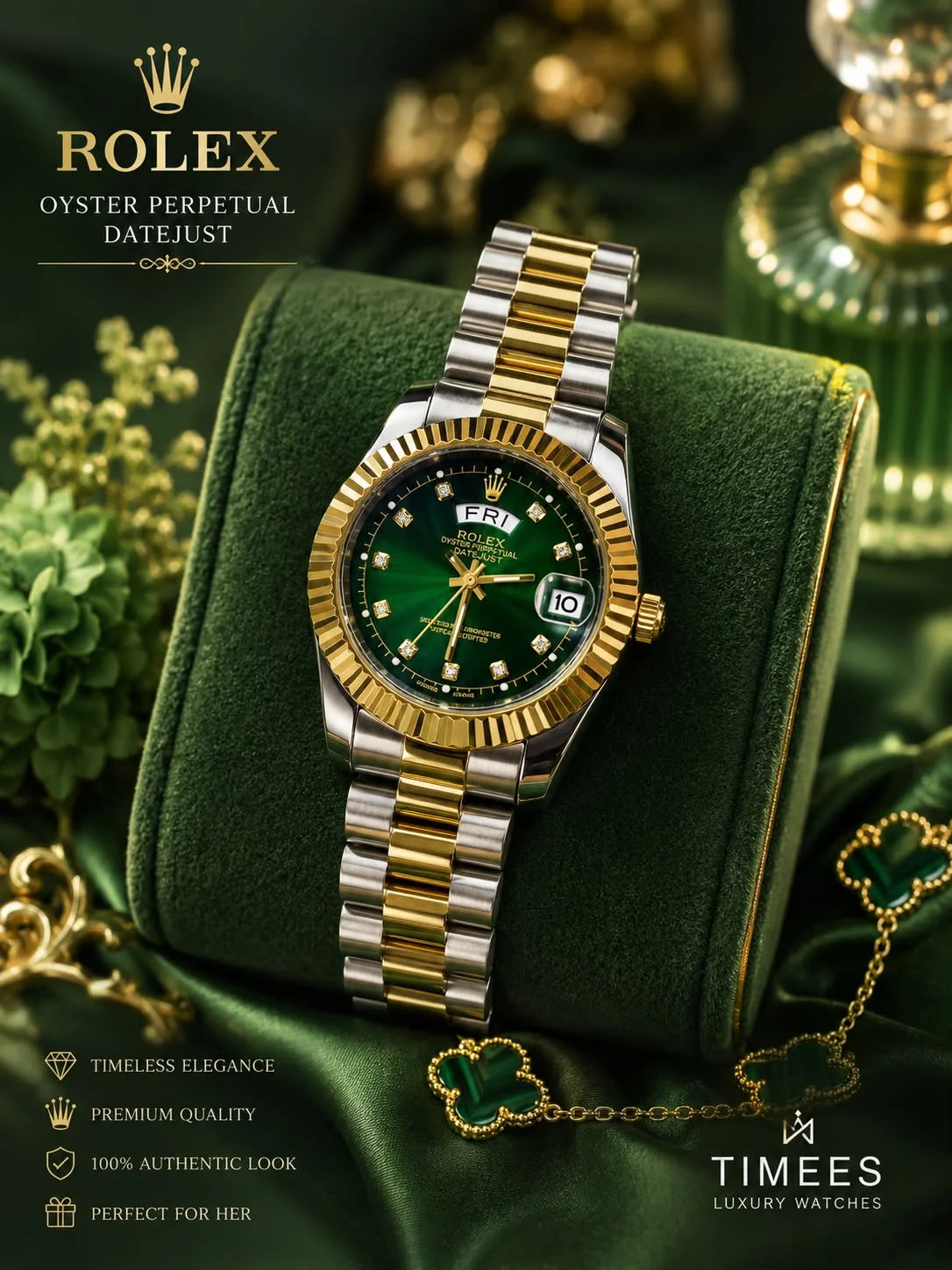 Rolex Diamond Style Dial Markers Watch