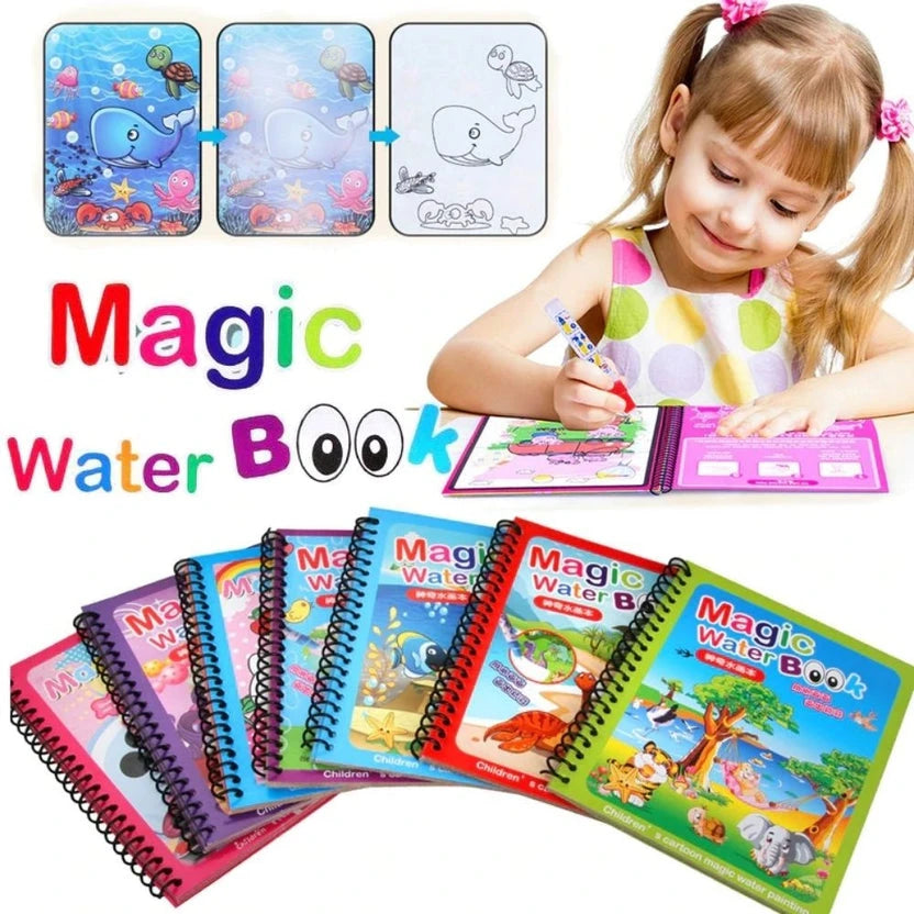 Magic Water Drawing Book, Reusable Coloring Book with Water Pen