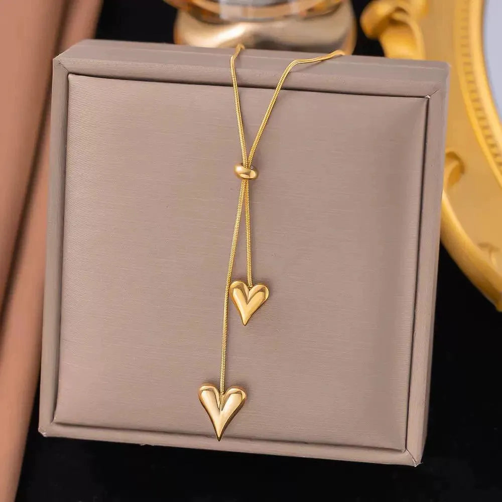Stainless Steel Up and Down Heart Chain
