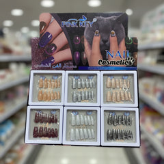 Pink Key Artificial Press-On Nails